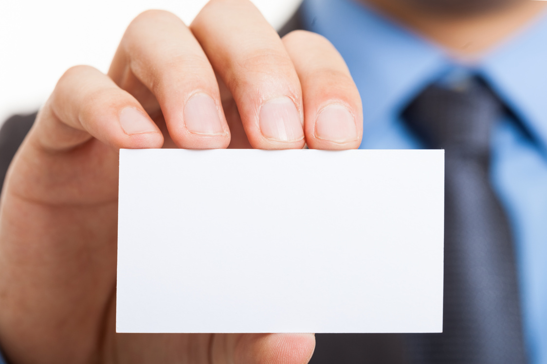 Businessman Showing a Blank Business Card